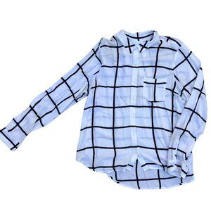 LEITH Blouse Top Shirt Women's S White Long Sleeve Viscose Button Up Pocket‌‌